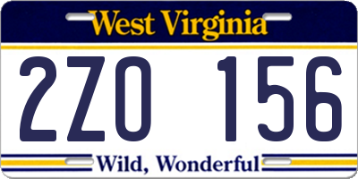 WV license plate 2ZO156