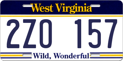 WV license plate 2ZO157