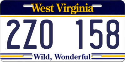 WV license plate 2ZO158