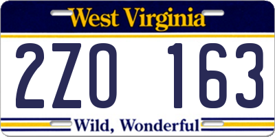 WV license plate 2ZO163