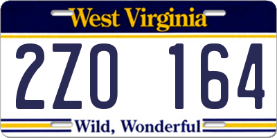 WV license plate 2ZO164