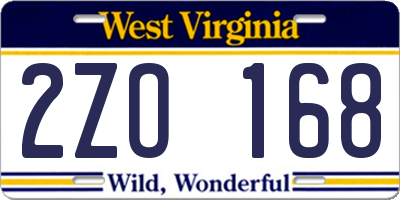 WV license plate 2ZO168