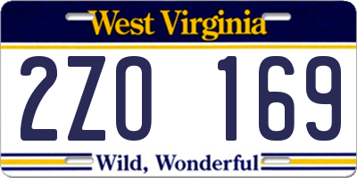 WV license plate 2ZO169