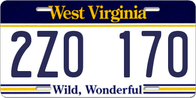 WV license plate 2ZO170