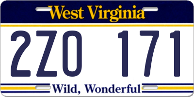 WV license plate 2ZO171