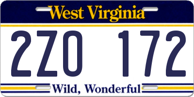 WV license plate 2ZO172