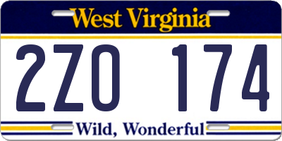 WV license plate 2ZO174