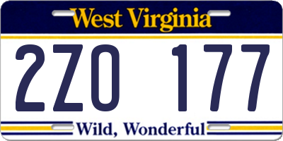 WV license plate 2ZO177