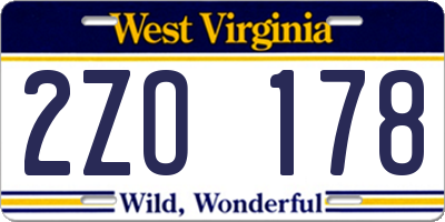WV license plate 2ZO178