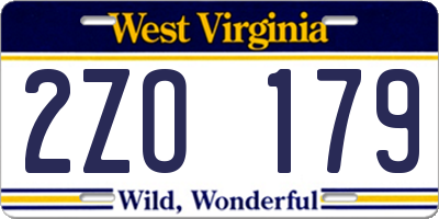 WV license plate 2ZO179