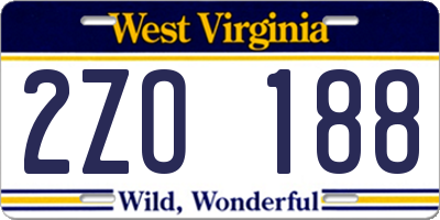 WV license plate 2ZO188