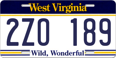 WV license plate 2ZO189
