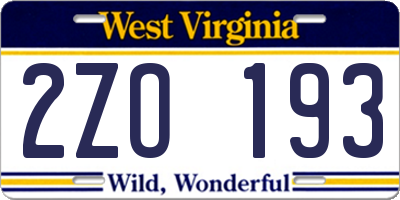 WV license plate 2ZO193