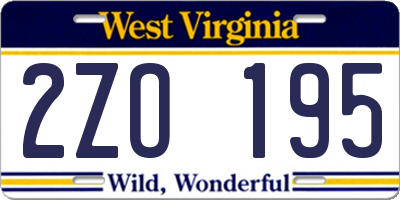 WV license plate 2ZO195