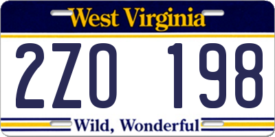 WV license plate 2ZO198