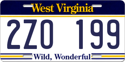 WV license plate 2ZO199