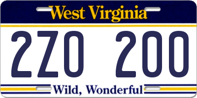 WV license plate 2ZO200