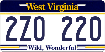WV license plate 2ZO220