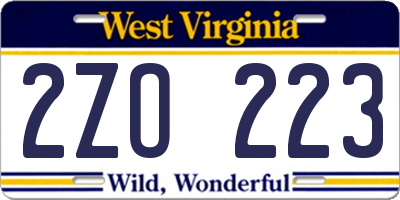 WV license plate 2ZO223