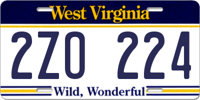 WV license plate 2ZO224