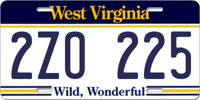 WV license plate 2ZO225