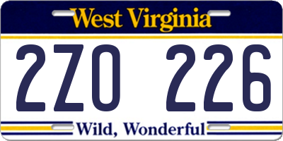 WV license plate 2ZO226