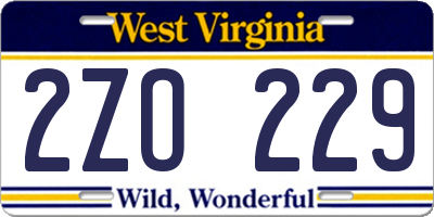 WV license plate 2ZO229
