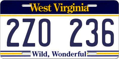 WV license plate 2ZO236