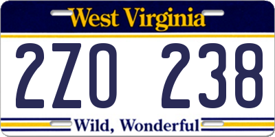 WV license plate 2ZO238