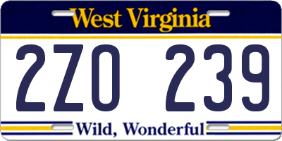 WV license plate 2ZO239