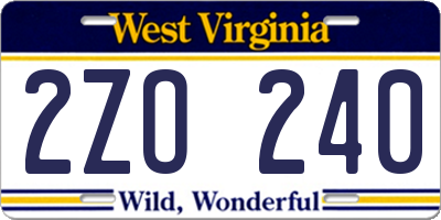 WV license plate 2ZO240