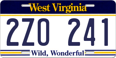 WV license plate 2ZO241