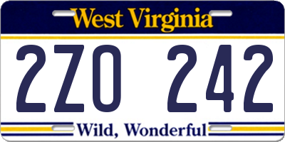 WV license plate 2ZO242