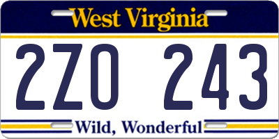 WV license plate 2ZO243