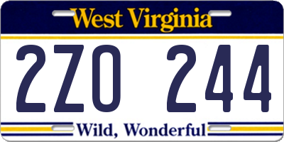 WV license plate 2ZO244