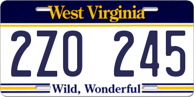 WV license plate 2ZO245