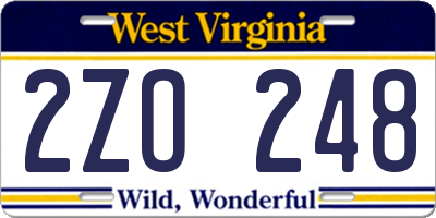 WV license plate 2ZO248