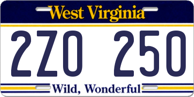 WV license plate 2ZO250