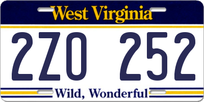 WV license plate 2ZO252