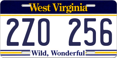 WV license plate 2ZO256