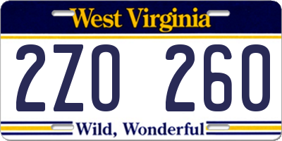 WV license plate 2ZO260