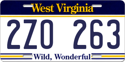 WV license plate 2ZO263
