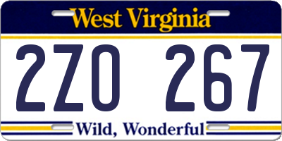 WV license plate 2ZO267