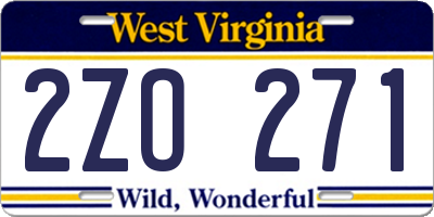 WV license plate 2ZO271