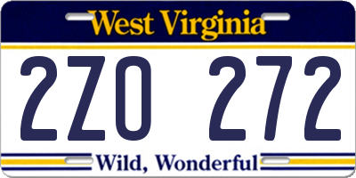 WV license plate 2ZO272