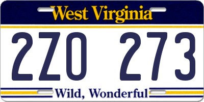 WV license plate 2ZO273