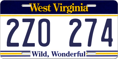 WV license plate 2ZO274