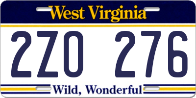 WV license plate 2ZO276