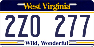 WV license plate 2ZO277