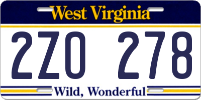 WV license plate 2ZO278